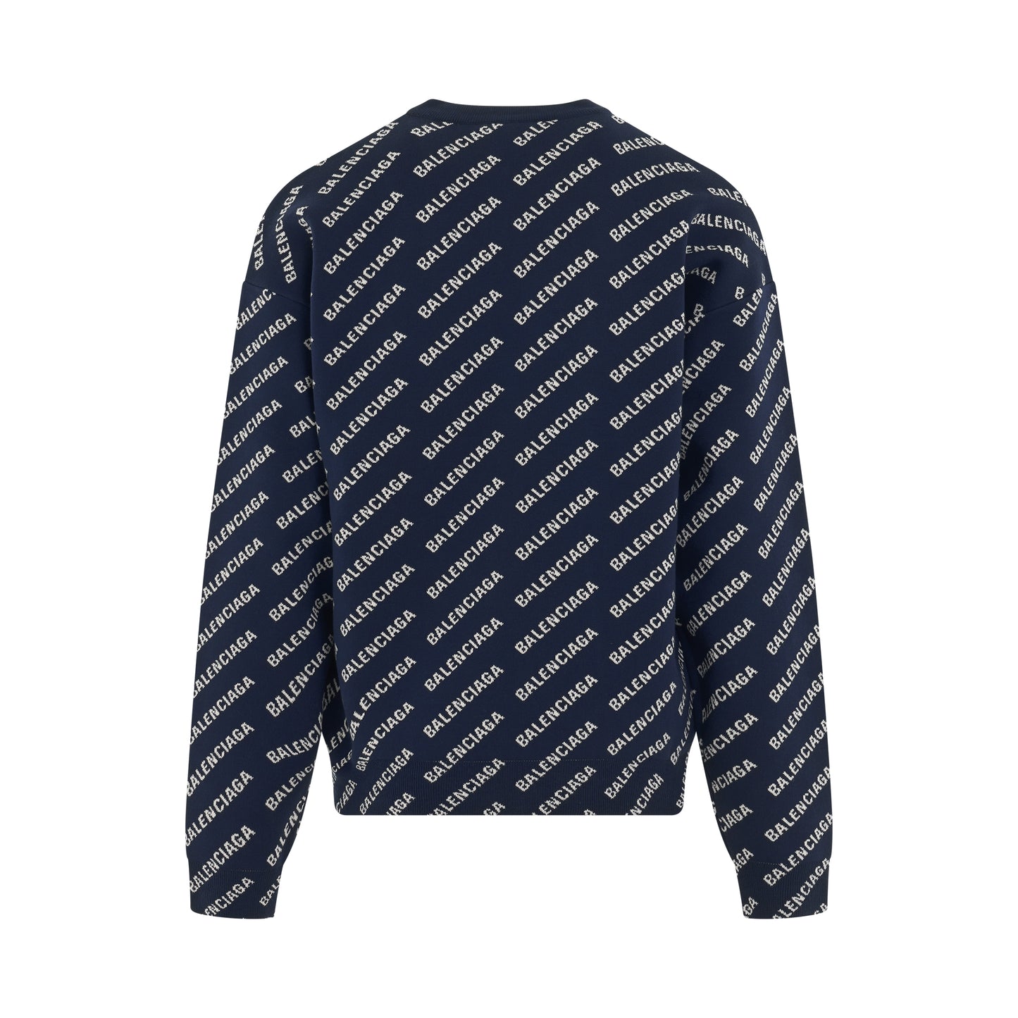 All Over Logo Knit Sweater in Navy/White
