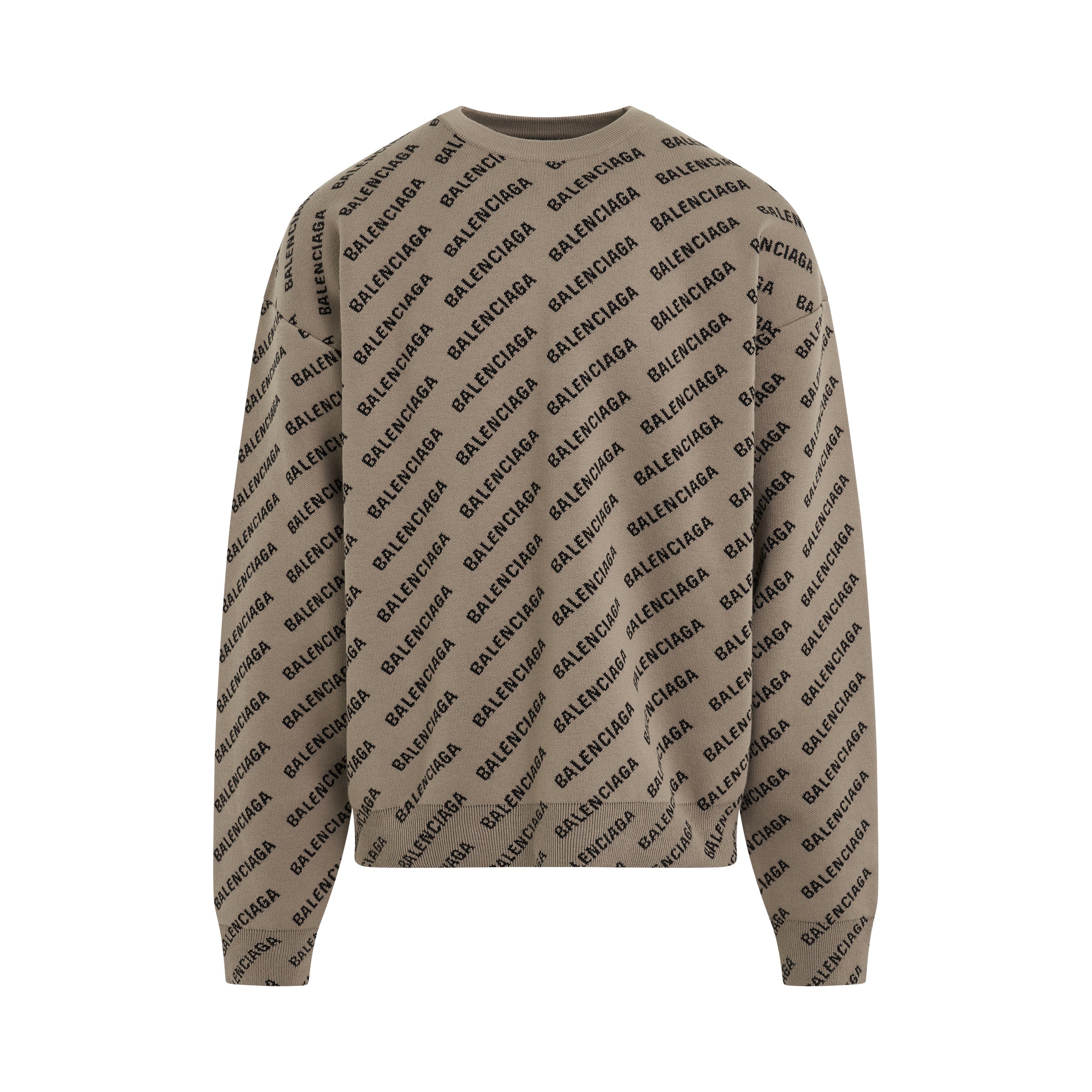 All Over Logo Knit Sweater in Dark Beige/Black