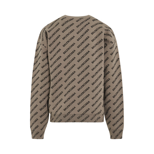 All Over Logo Knit Sweater in Dark Beige/Black