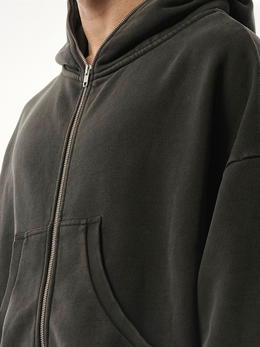 Eternal Zip Hoodie in Washed Black