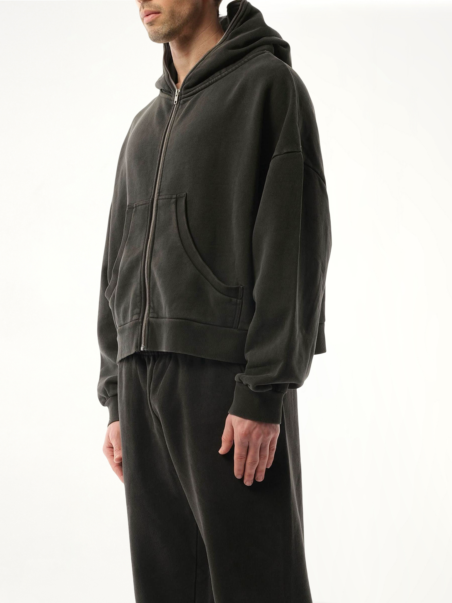 Eternal Zip Hoodie in Washed Black