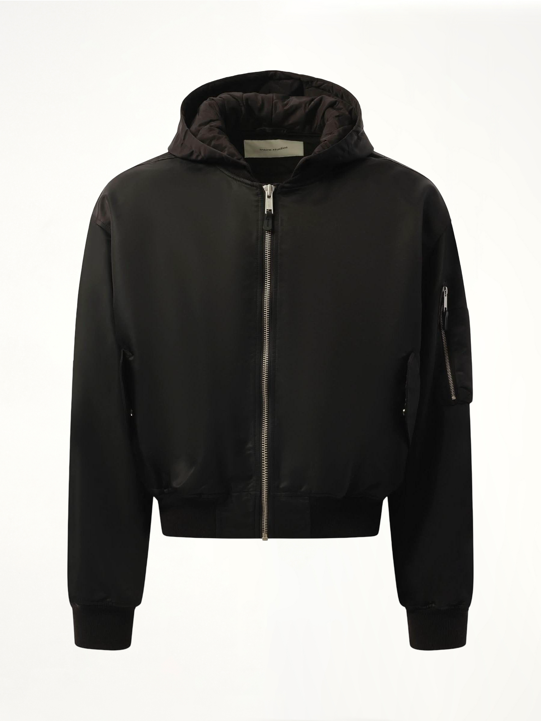 Hooded Broad Bomber Jacket in Oil