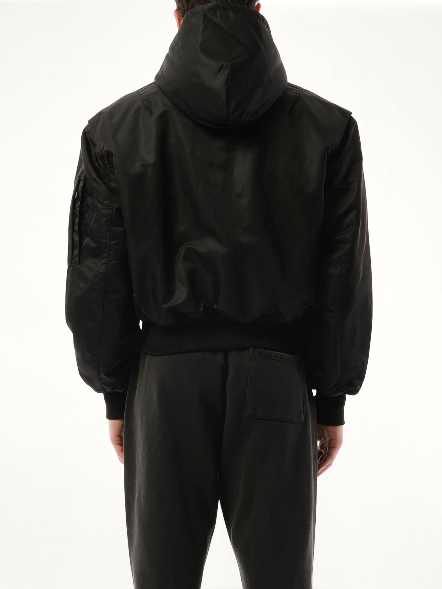 Hooded Broad Bomber Jacket in Oil
