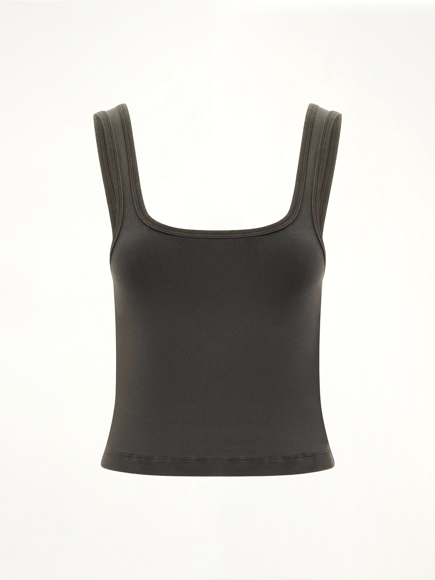 Square Neck Tank Top in Washed Black