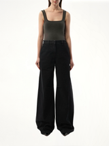 Square Neck Tank Top in Washed Black