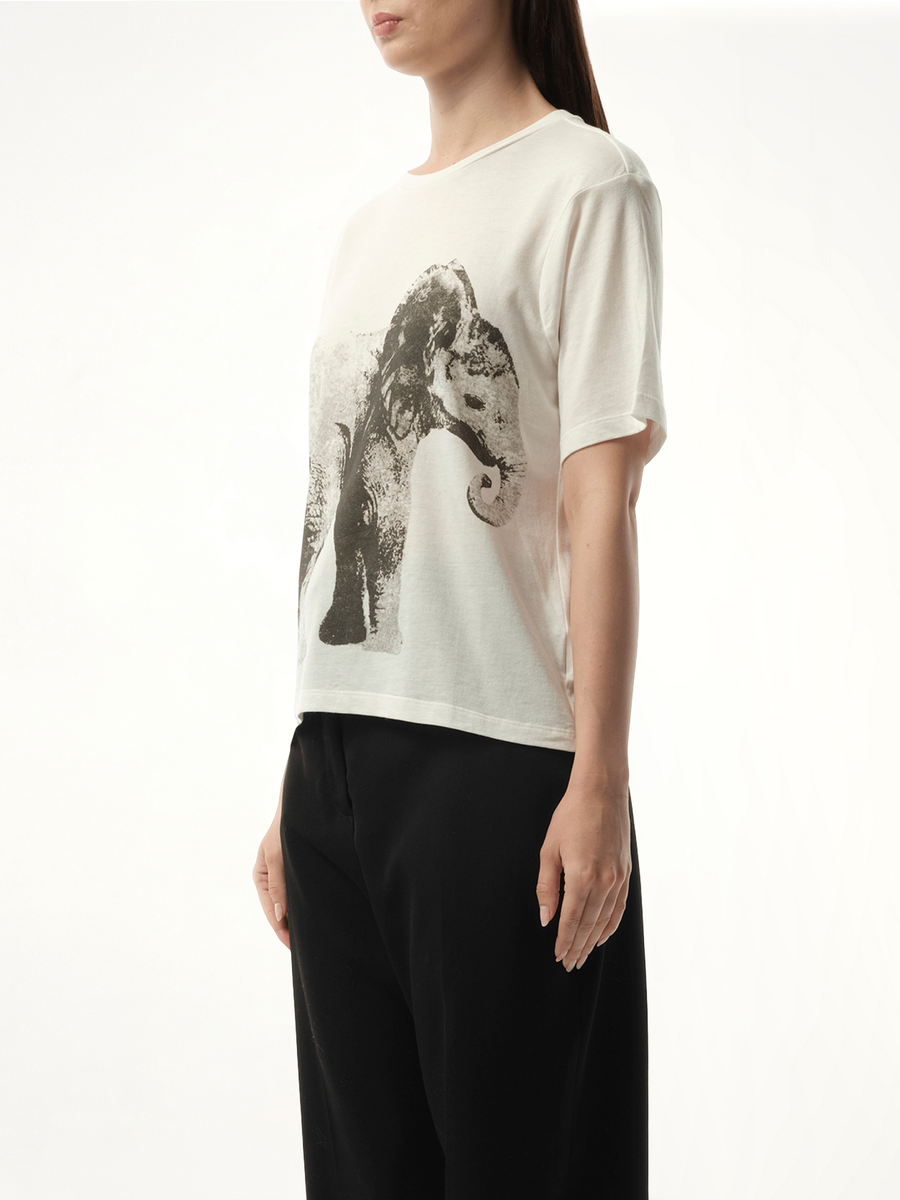 Elephant Printed T-Shirt in White