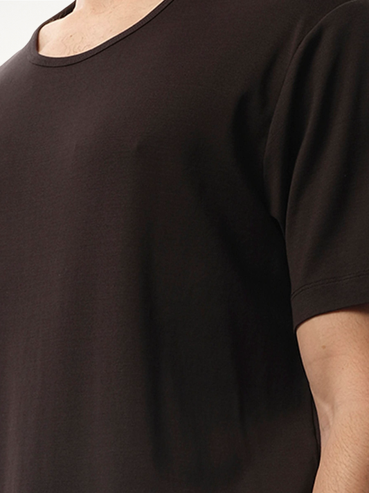 Rib U Neck T-Shirt in Squid Ink