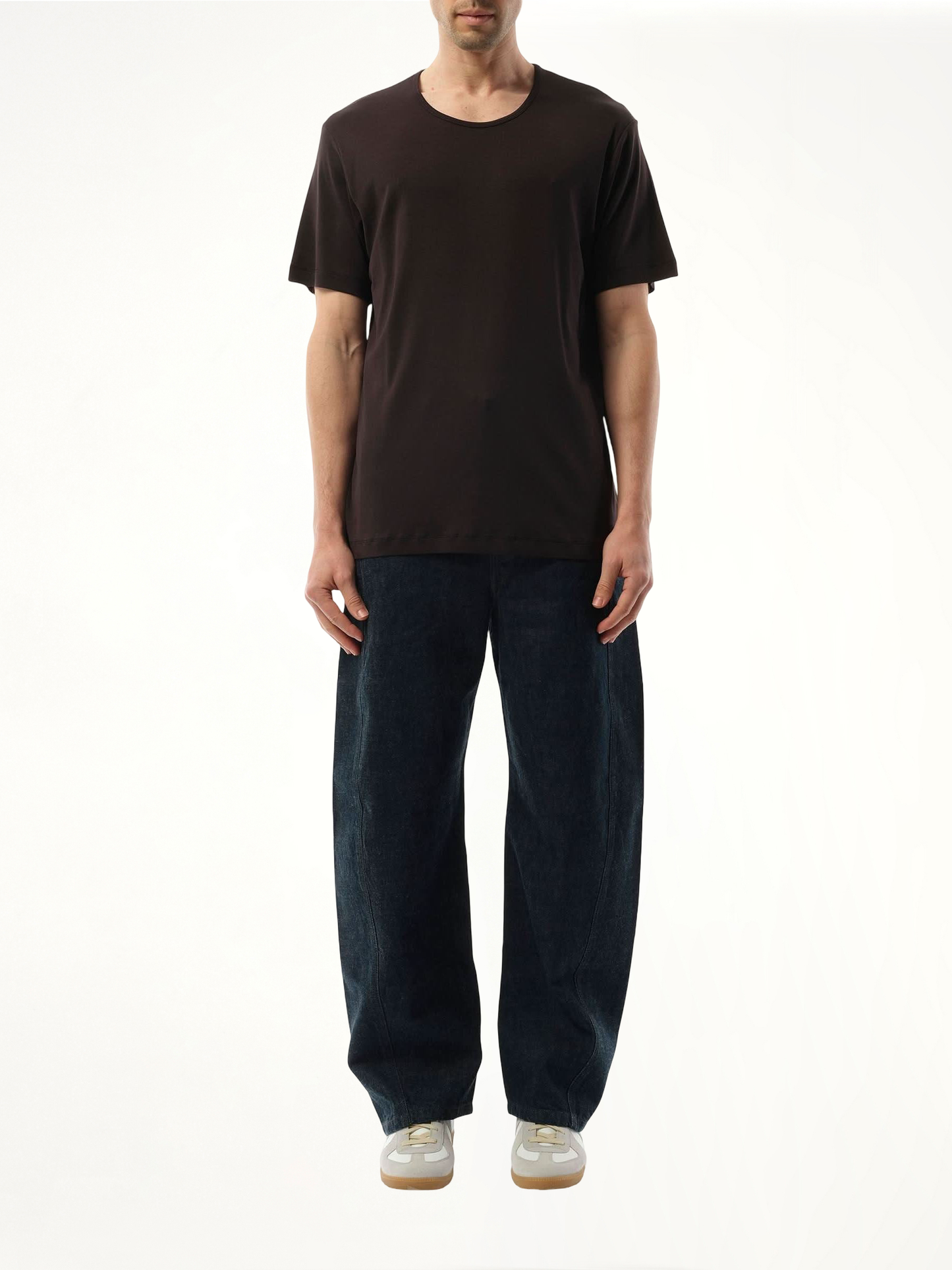 Rib U Neck T-Shirt in Squid Ink