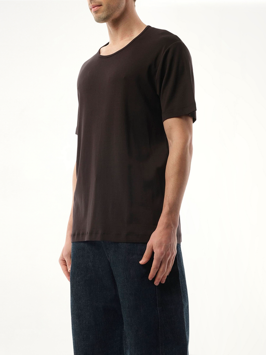 Rib U Neck T-Shirt in Squid Ink