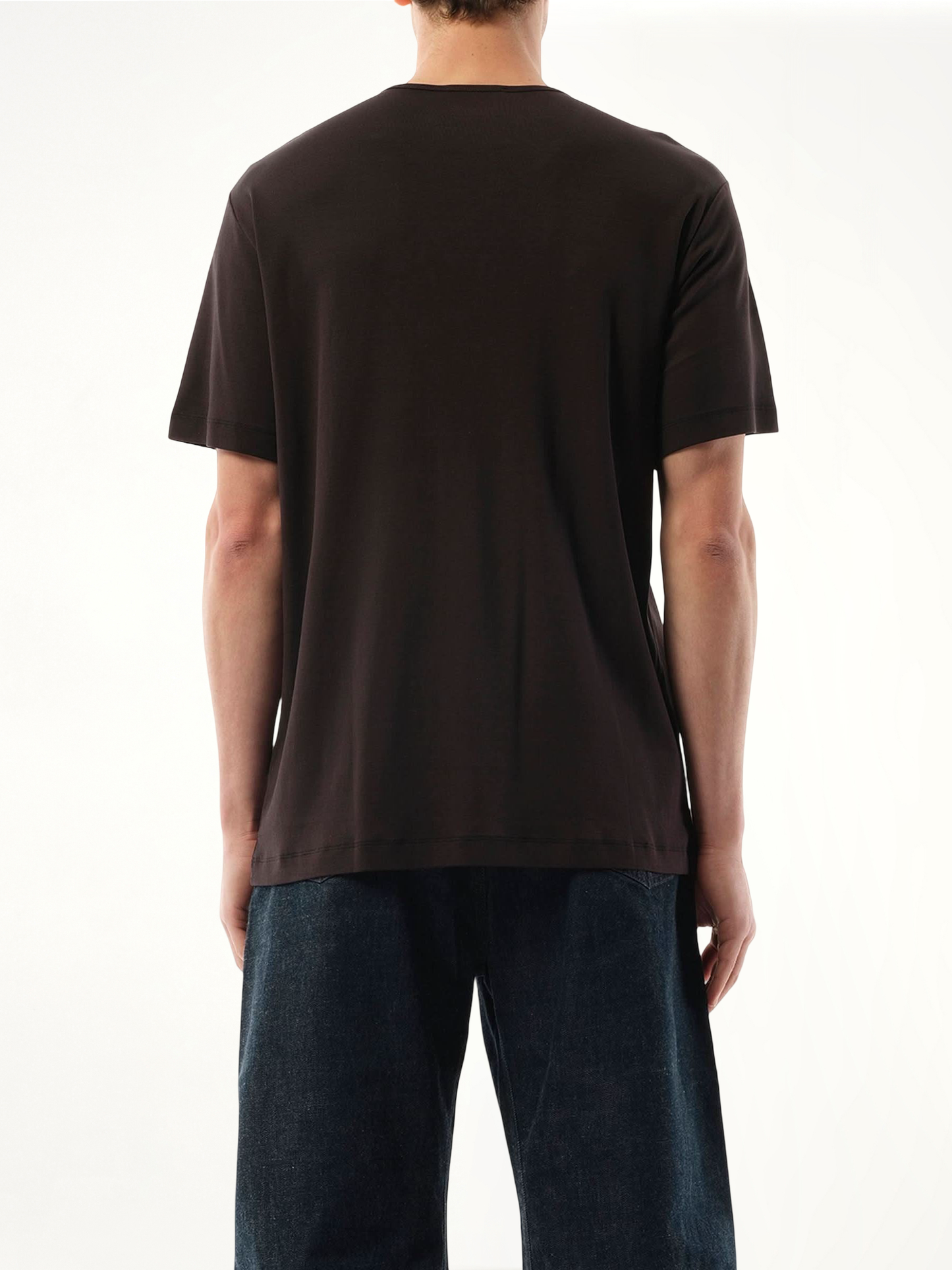 Rib U Neck T-Shirt in Squid Ink