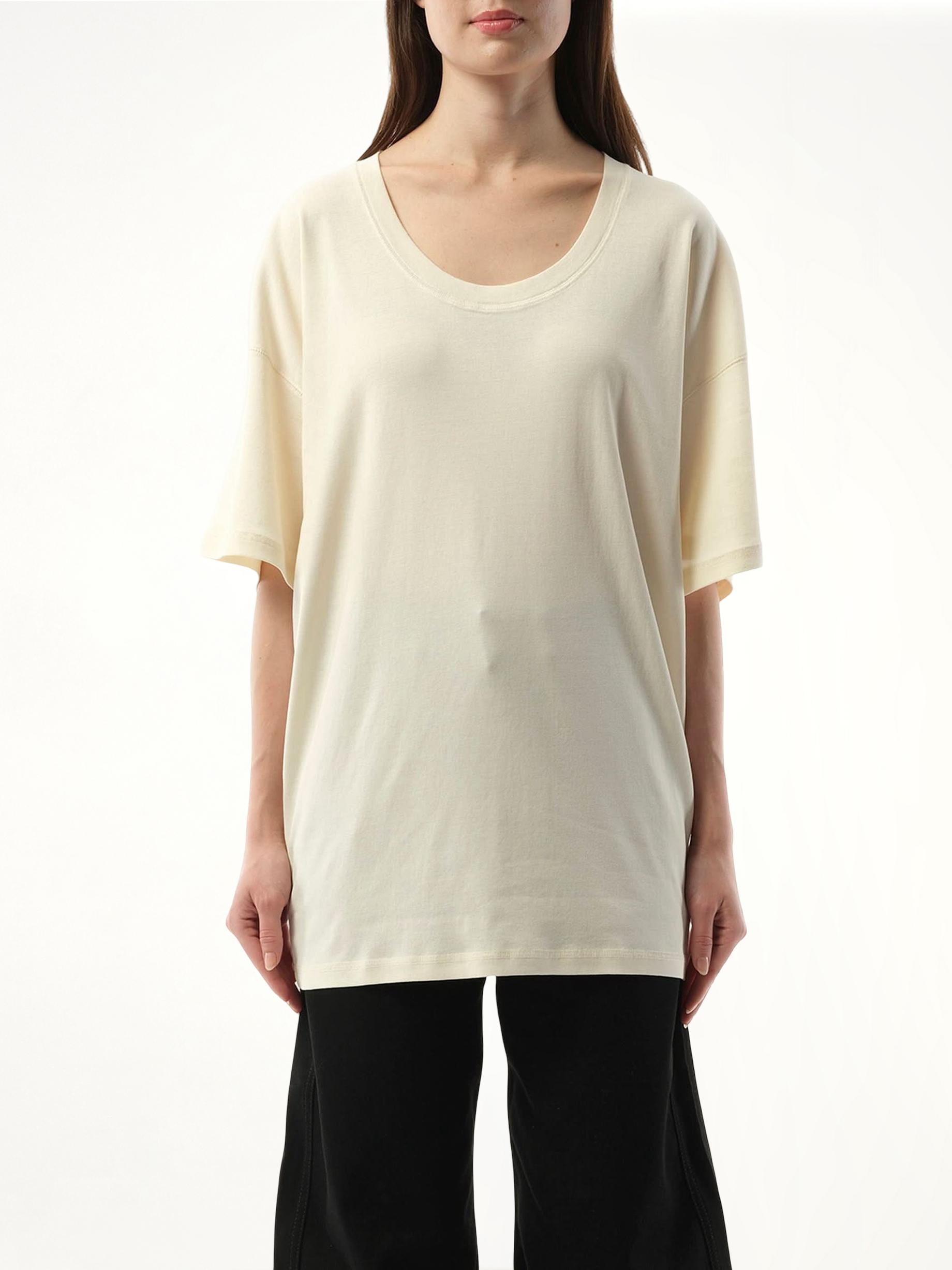 Rib T-Shirt in Light Cream