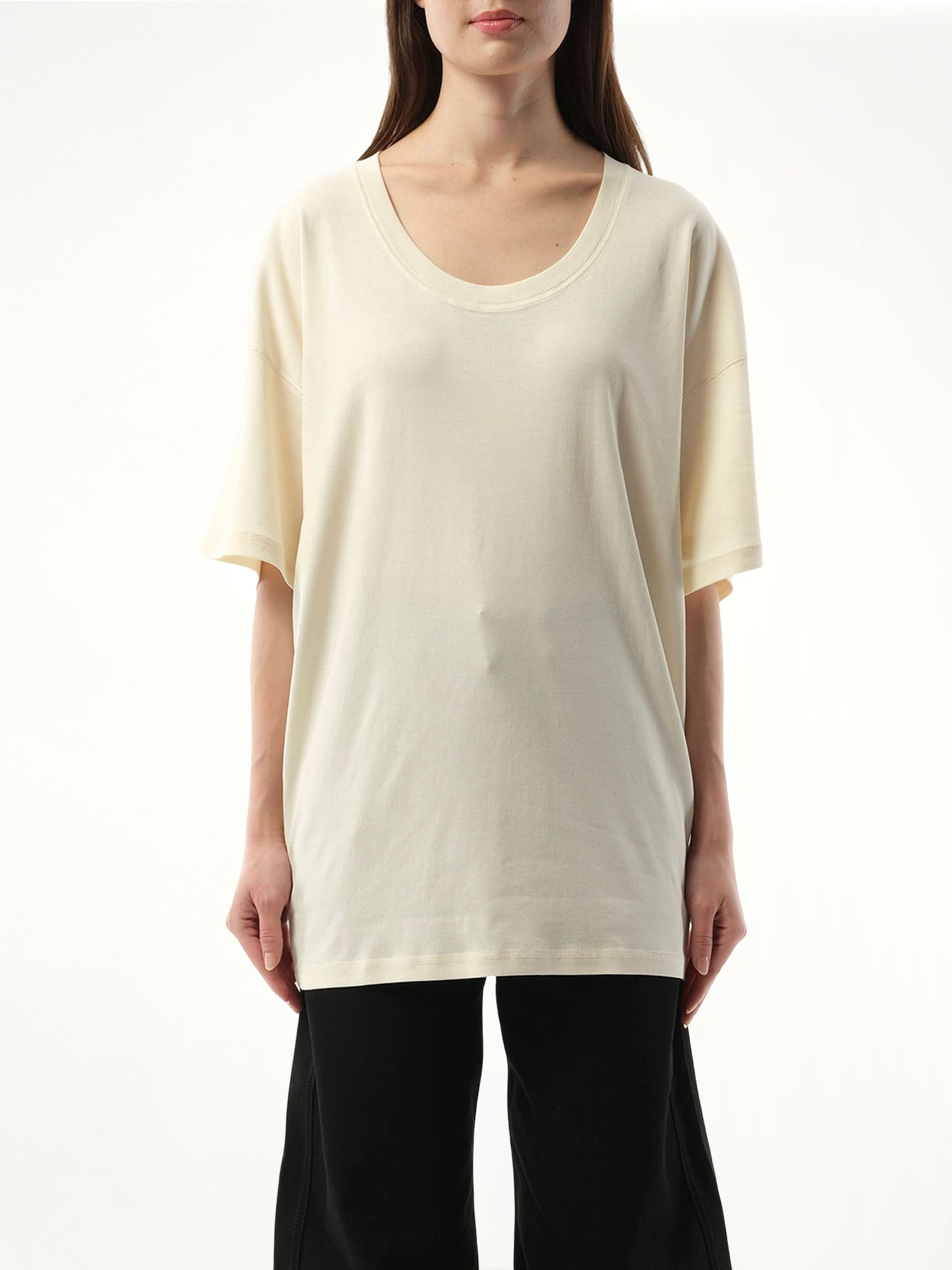 Rib T-Shirt in Light Cream