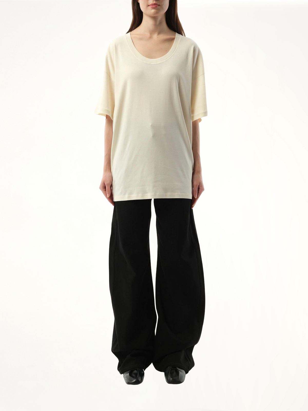 リブTシャツ ライトクリーム