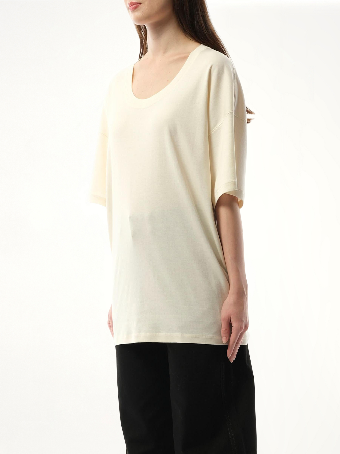 Rib T-Shirt in Light Cream