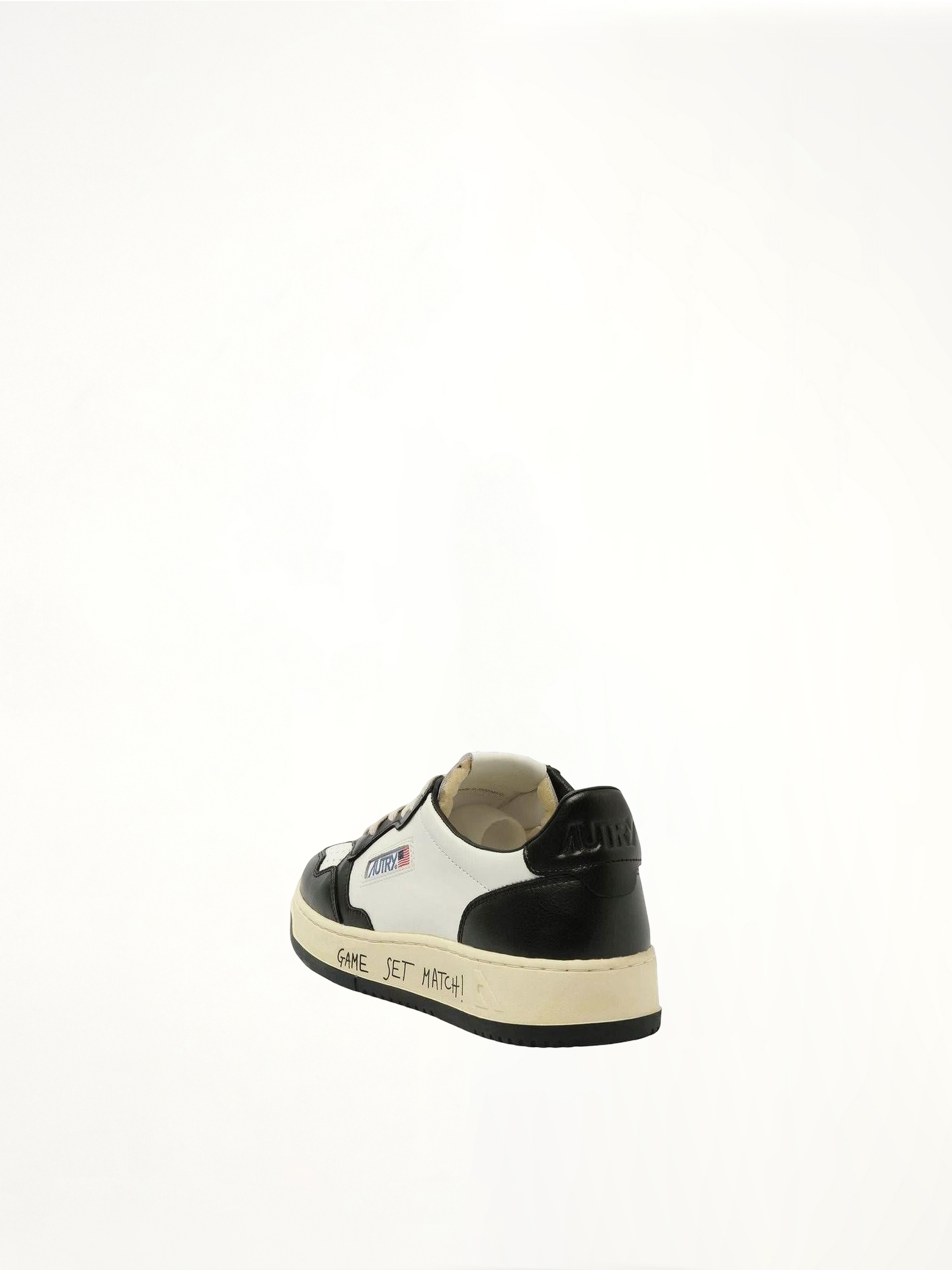 Medalist Low Game Set Bicolour Sneakers in White/Black Back View | AUTRY