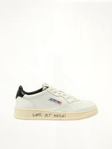 Medalist Low Game Set Sneakers in White/Black Side View | AUTRY