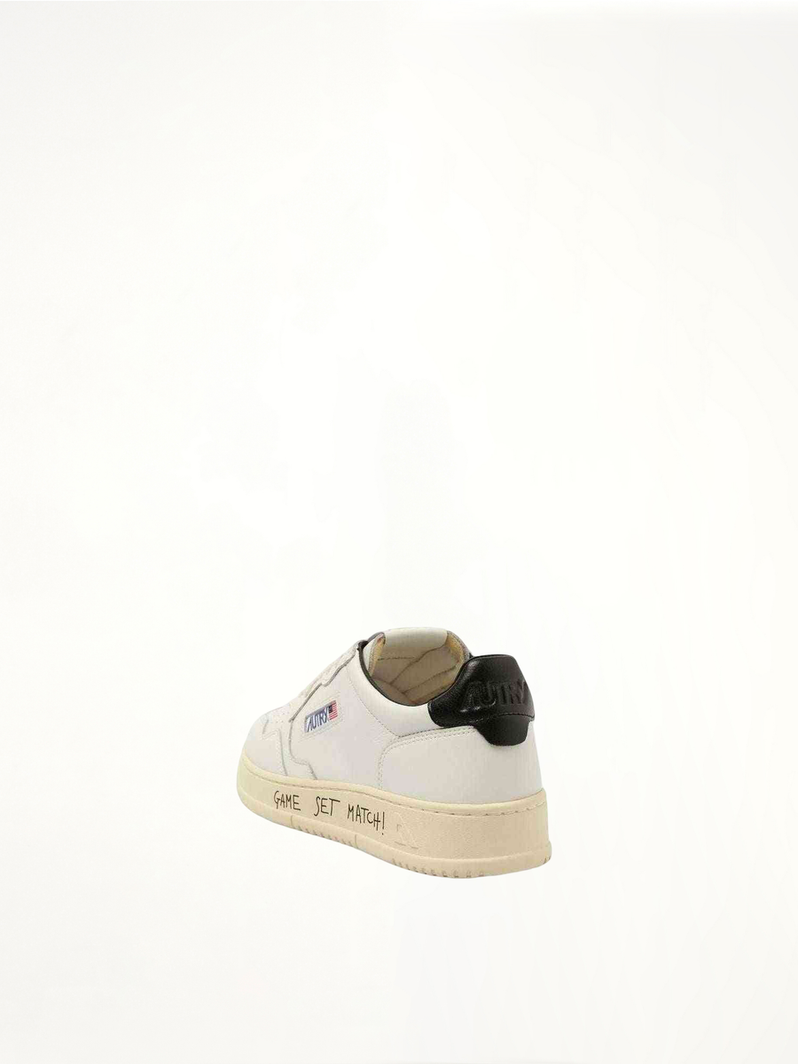 Medalist Low Game Set Sneakers in White/Black Back View | AUTRY