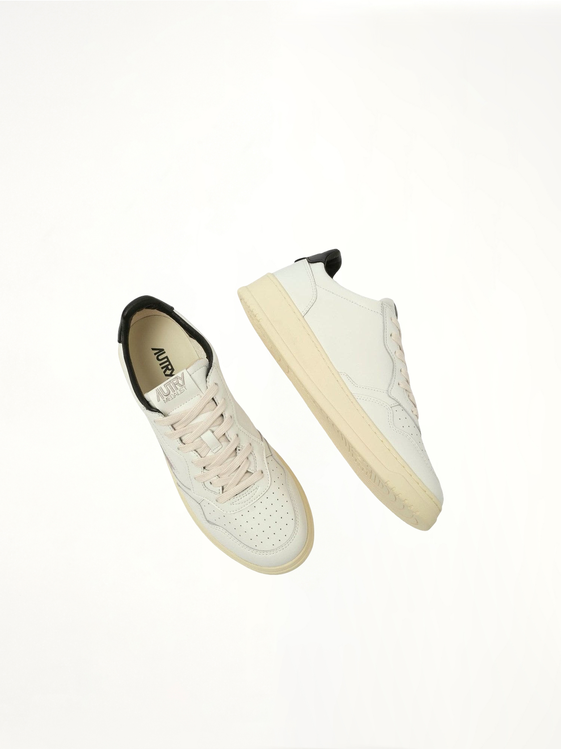 Medalist Low Game Set Sneakers in White/Black Top View | AUTRY