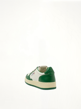 Medalist Low Bicolour Sneakers in White/Green Back View | AUTRY