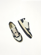 Medalist Low Bicolour Sneakers in White/Blue Top View | AUTRY