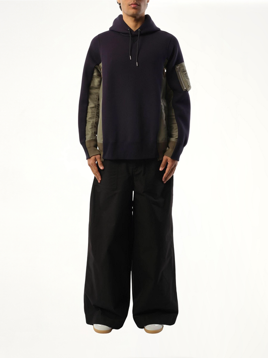 Sponge Sweat Nylon Twill Hoodie in Navy/Khaki