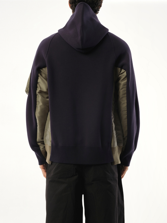 Sponge Sweat Nylon Twill Hoodie in Navy/Khaki