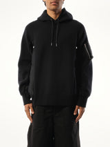 Sacai Sponge Sweat Nylon Twill Hoodie in Black