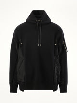 Sacai Sponge Sweat Nylon Twill Hoodie in Black