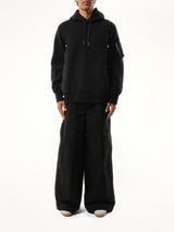 Sacai Sponge Sweat Nylon Twill Hoodie in Black