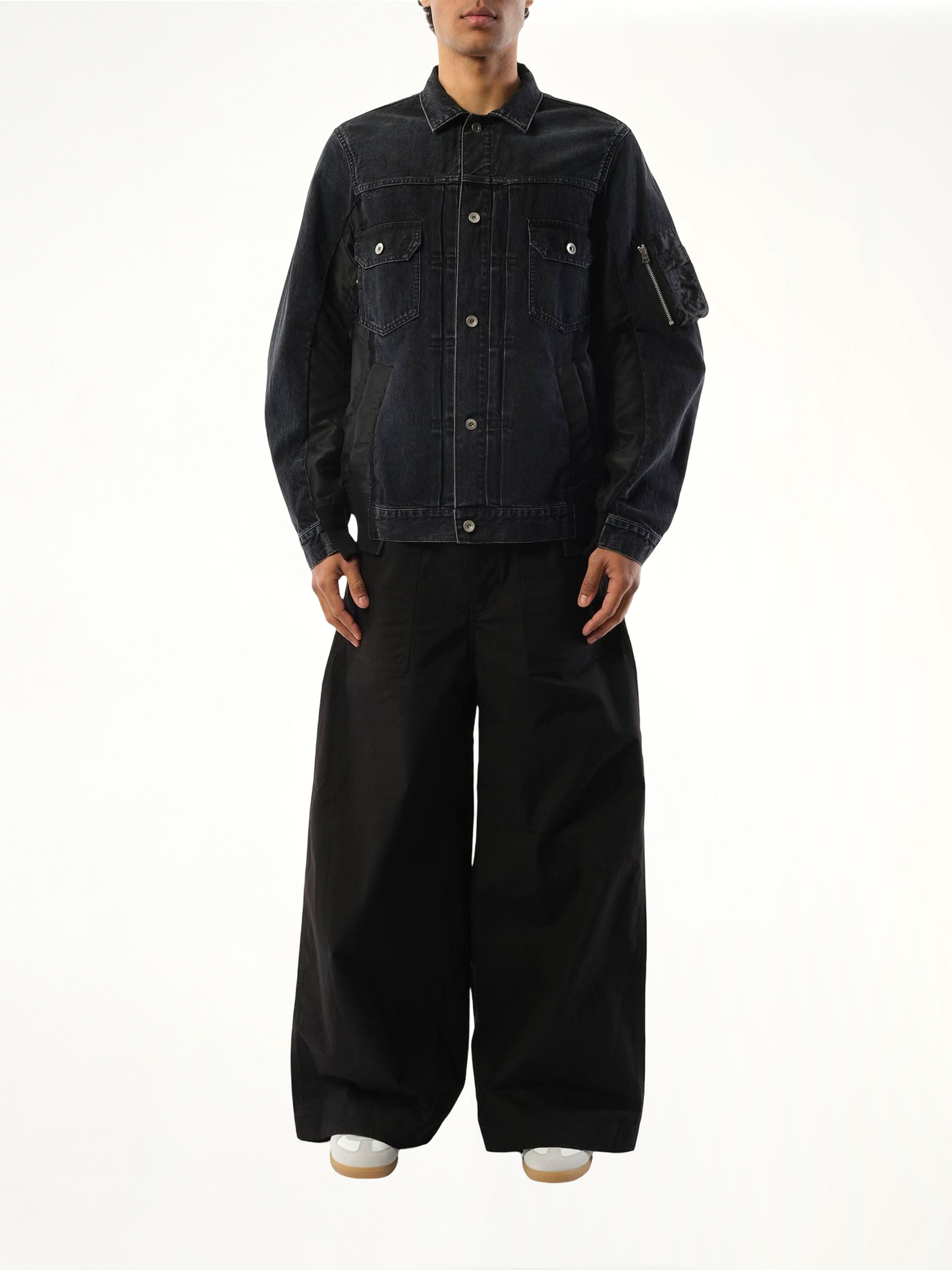 Denim Nylon Twill Jacket in Black