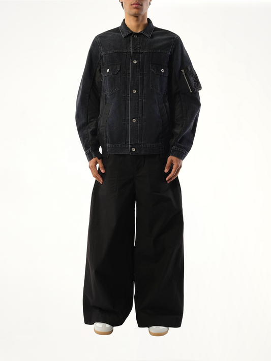 Denim Nylon Twill Jacket in Black