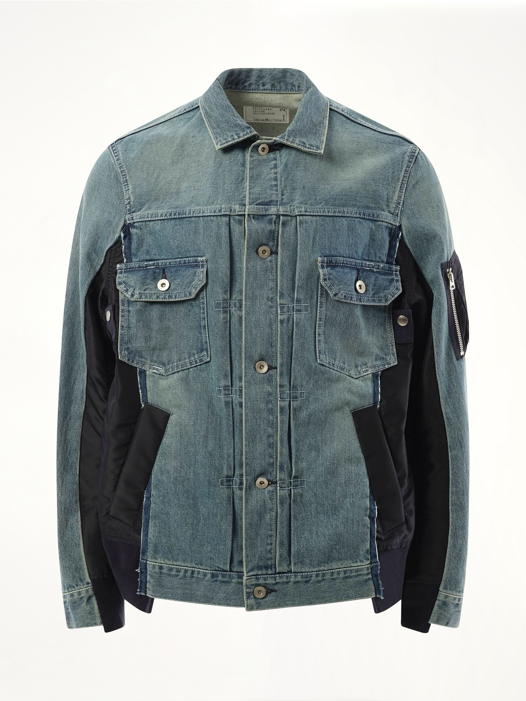 SACAI Denim Nylon Twill Jacket in Light Blue | MARAIS SACAI Denim Nylon Twill Jacket in Light Blue | MARAIS