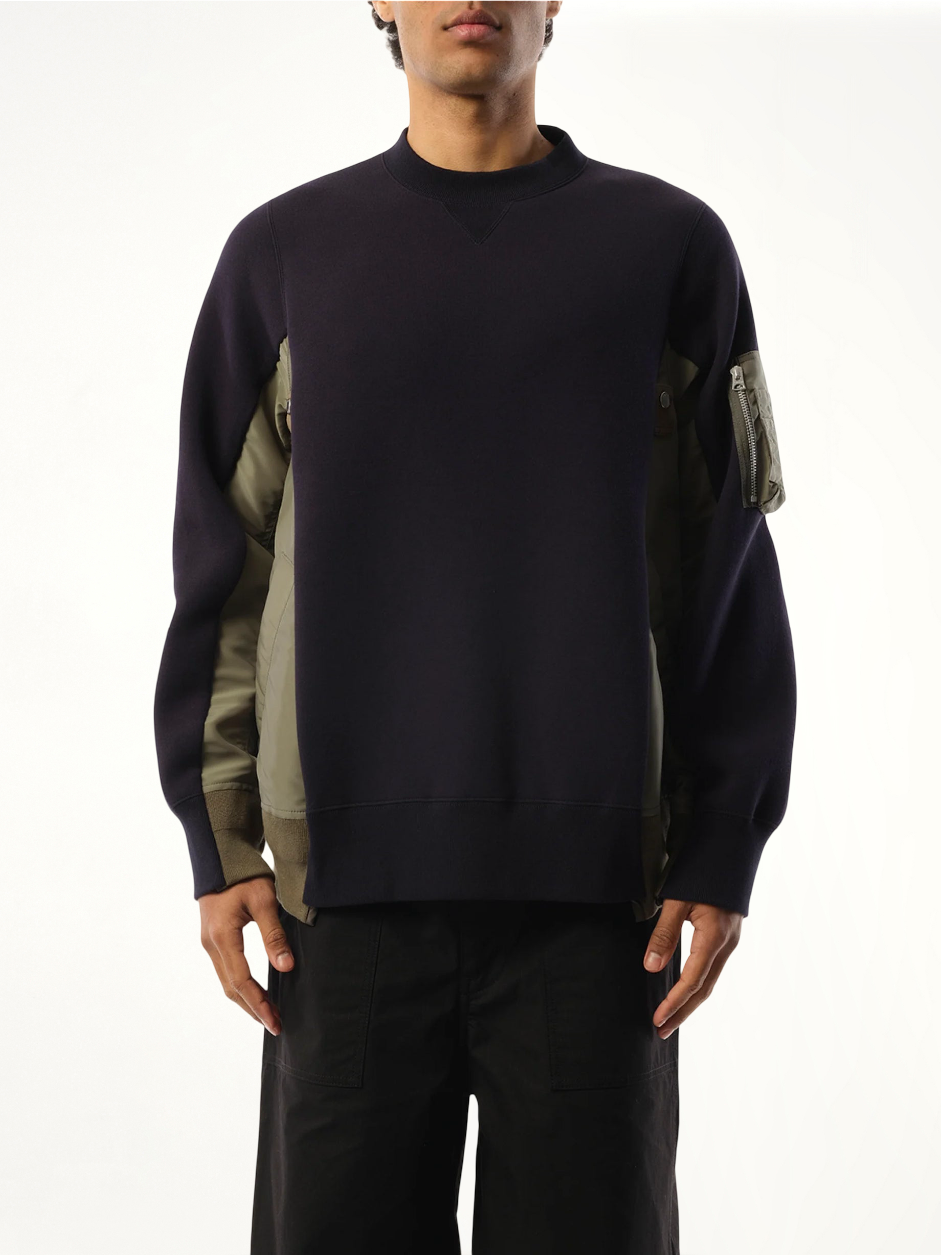 Sponge Sweat Nylon Twill Pullover in Navy/Khaki