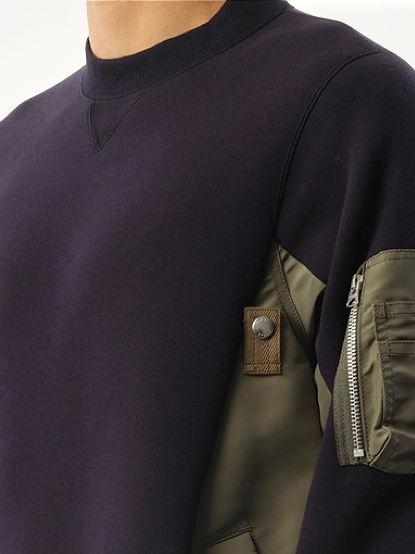 Sponge Sweat Nylon Twill Pullover in Navy/Khaki