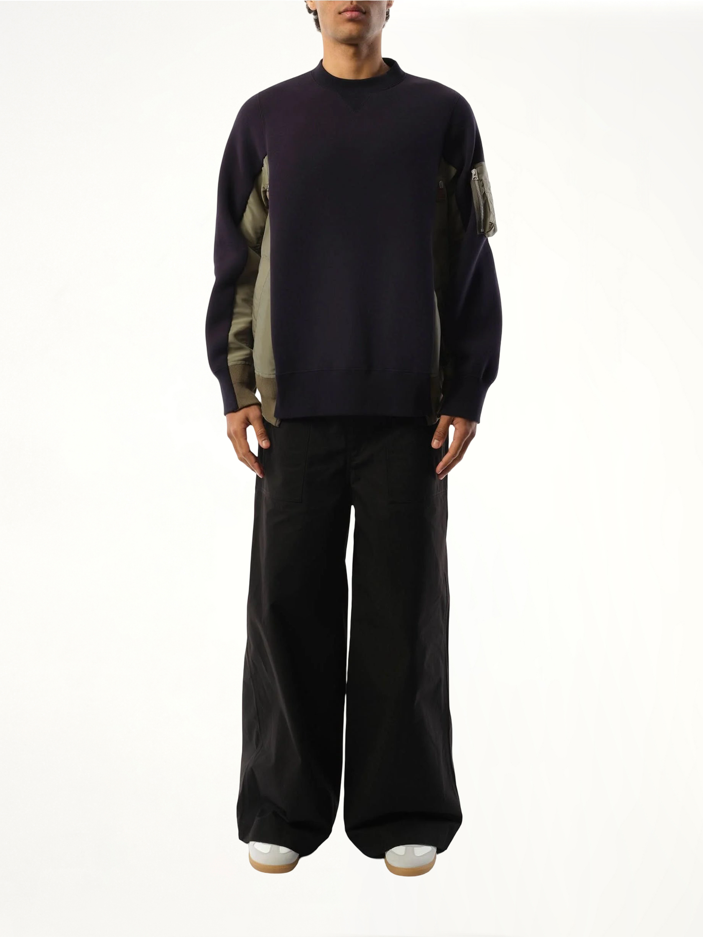 Sponge Sweat Nylon Twill Pullover in Navy/Khaki