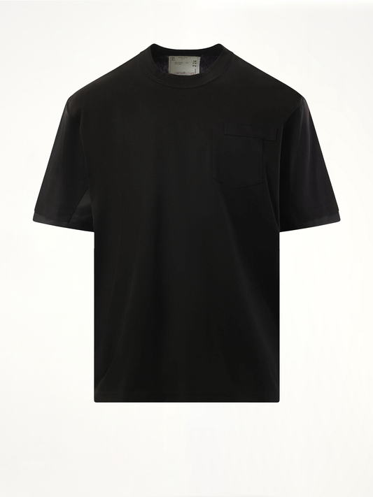 Nylon Twill Cotton Jersey T-Shirt in Black