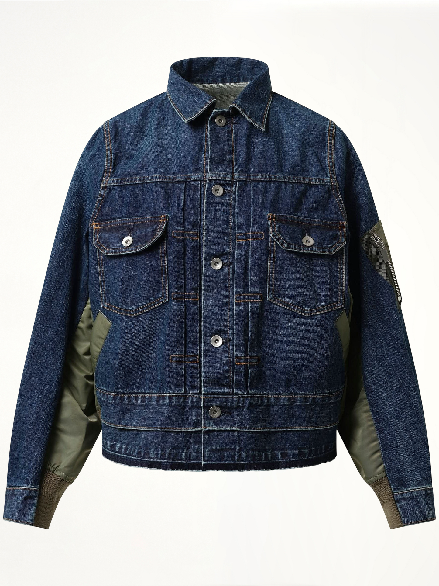 Denim Nylon Twill Jacket in Blue