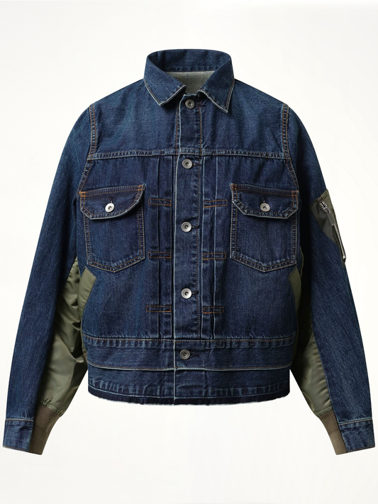 Denim Nylon Twill Jacket in Blue