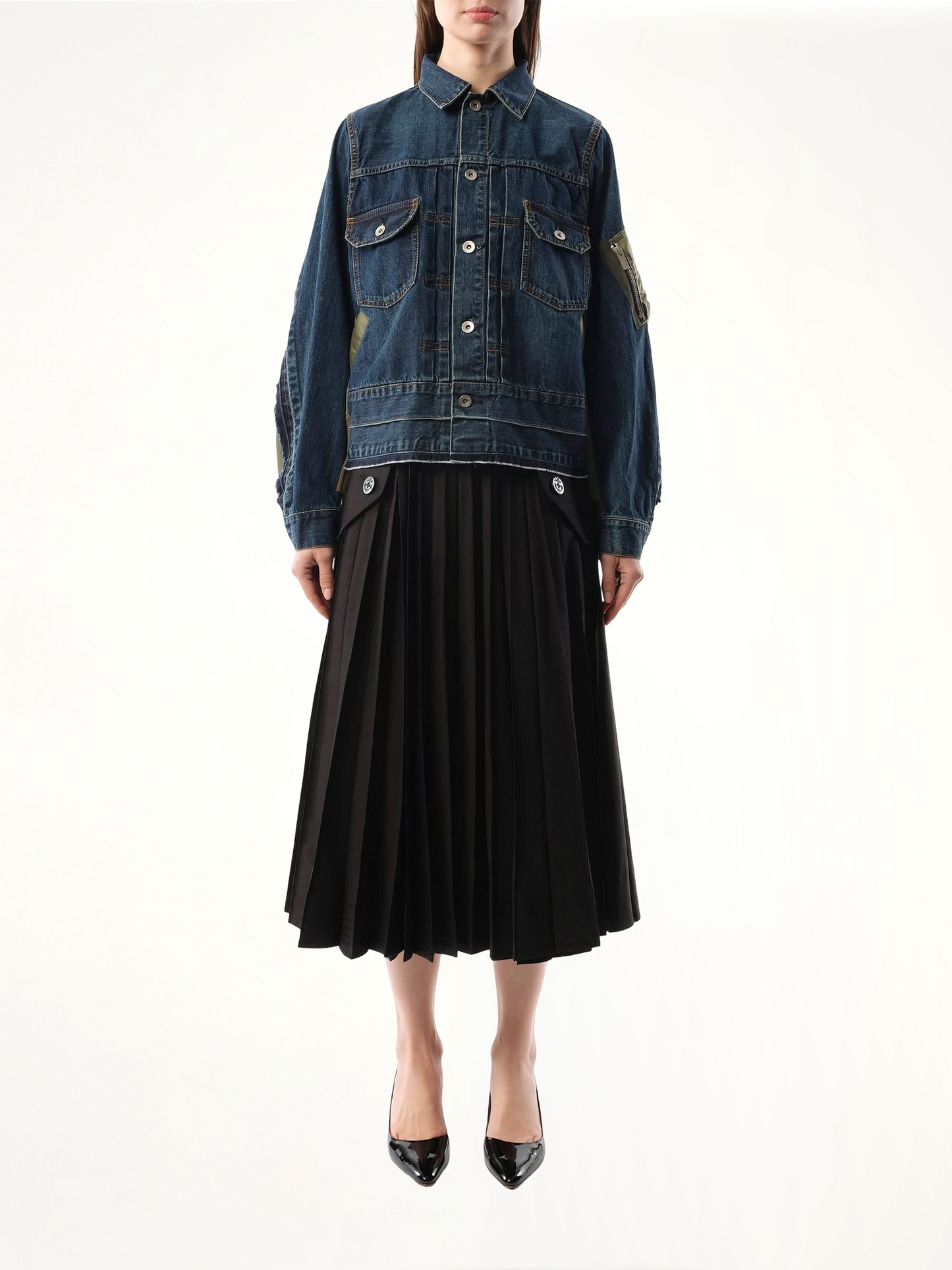 Denim Nylon Twill Jacket in Blue