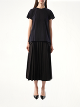 Cotton Poplin x Jersey T-Shirt in Navy/Navy Stripe