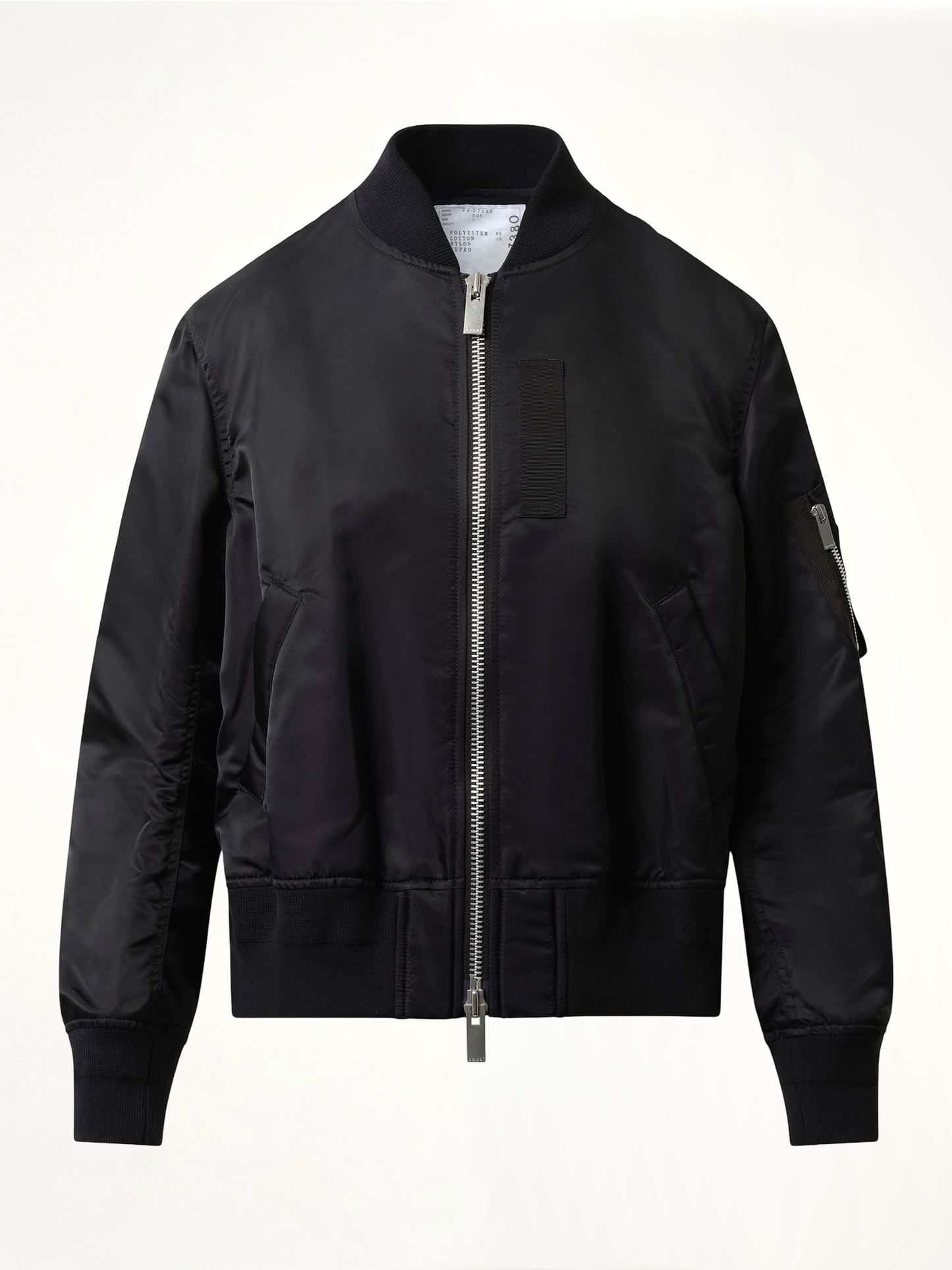Nylon Twill Bomber Jacket in Black