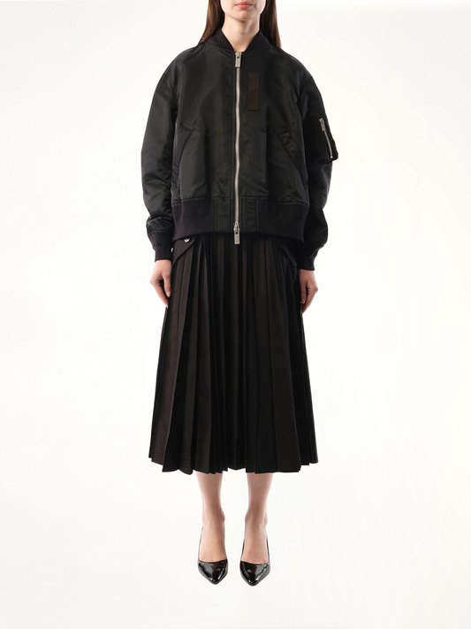 Nylon Twill Bomber Jacket in Black