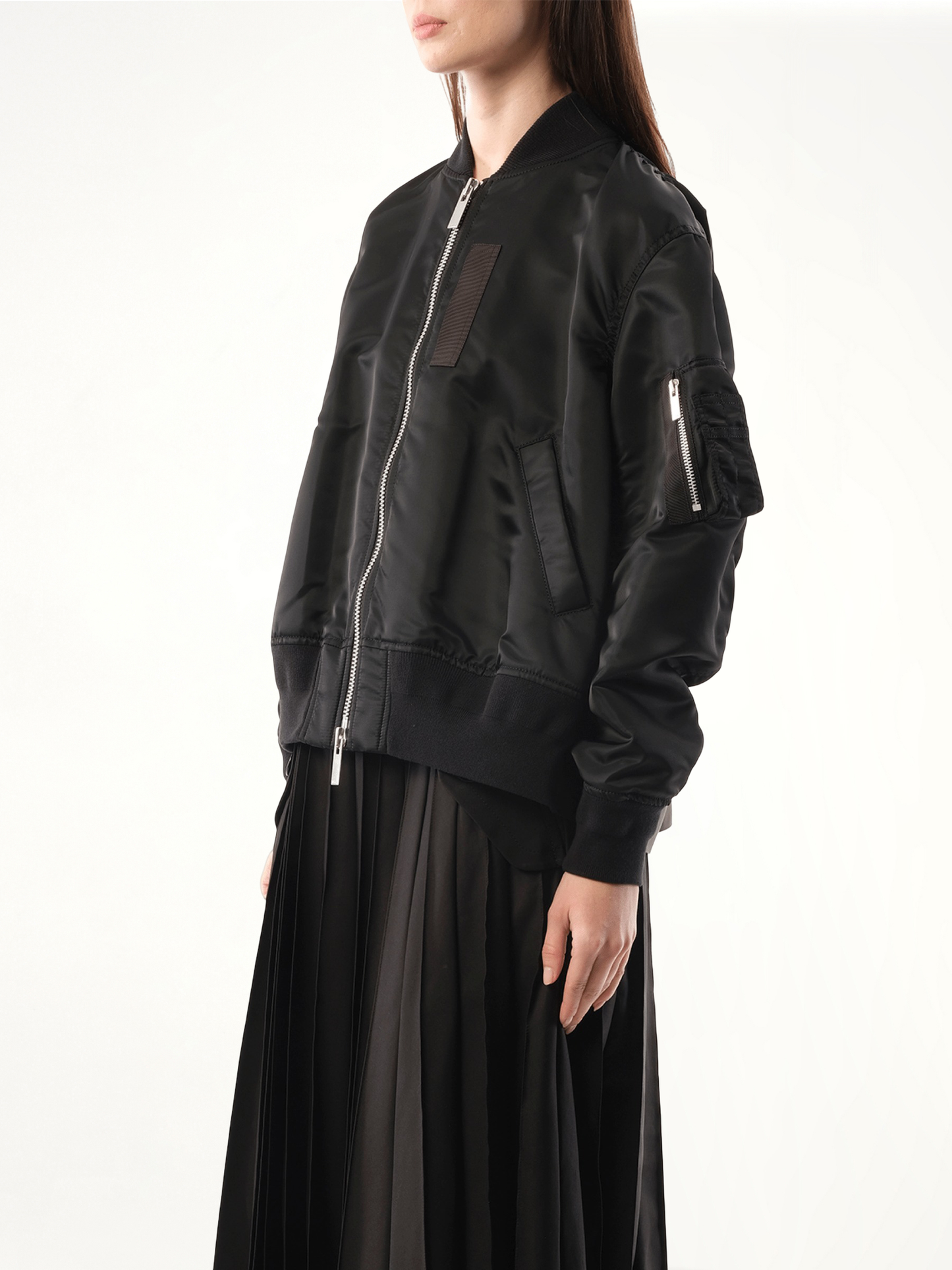 Nylon Twill Bomber Jacket in Black