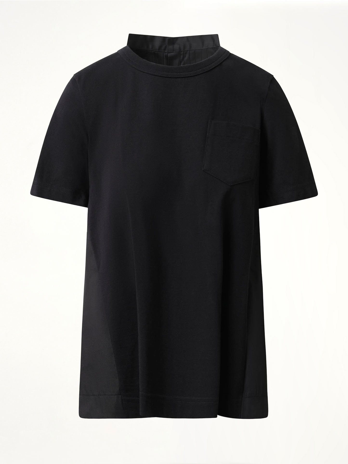 Cotton Poplin Cotton Jersey T-Shirt in Black