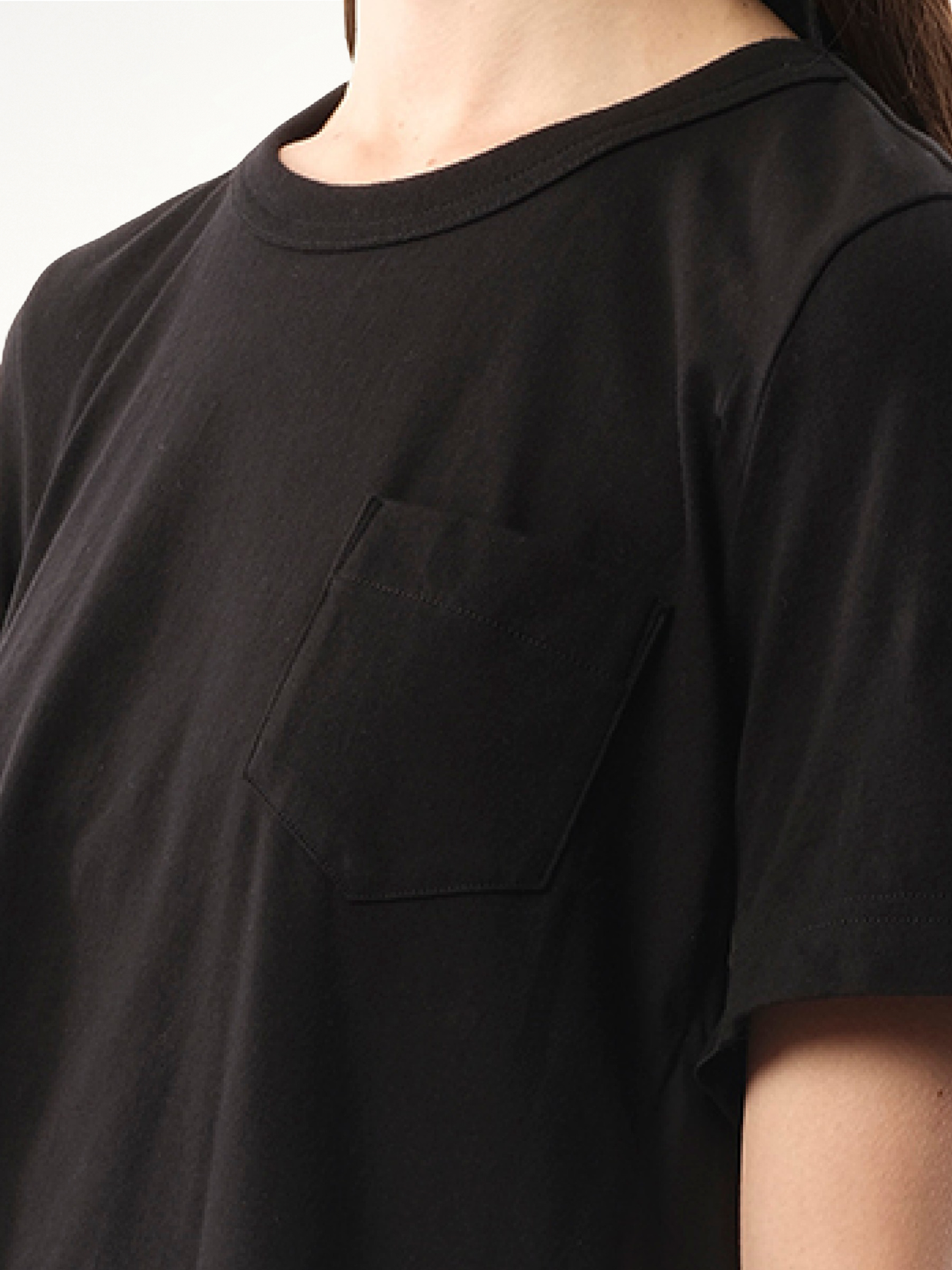 Cotton Poplin Cotton Jersey T-Shirt in Black