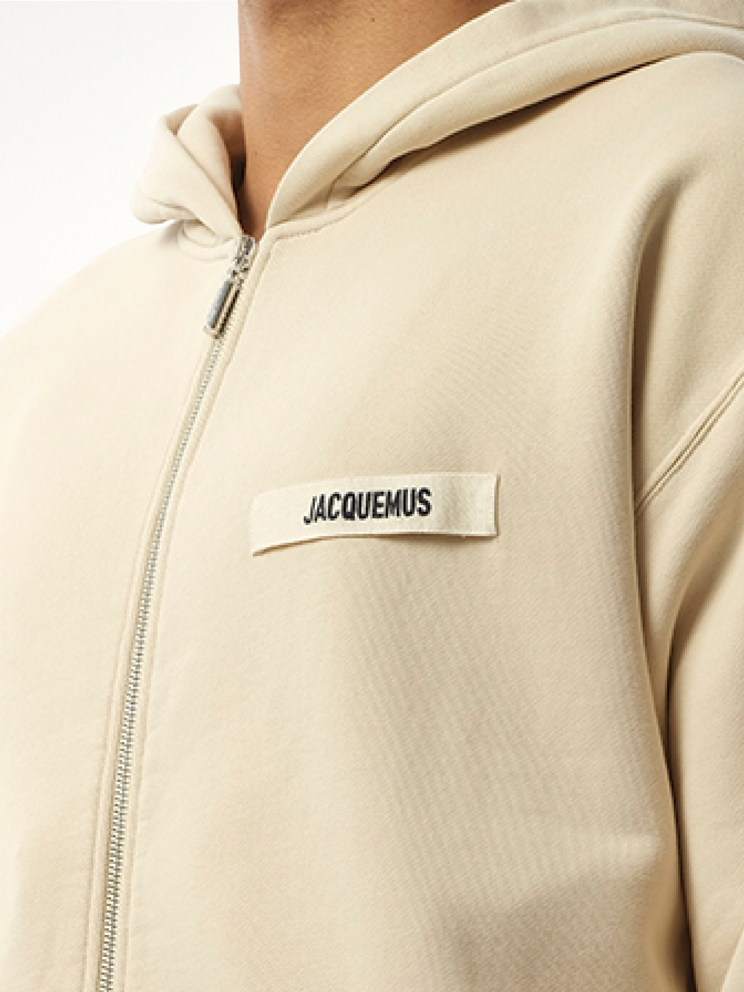 Le Hoodie Zip Gros Grain in Beige