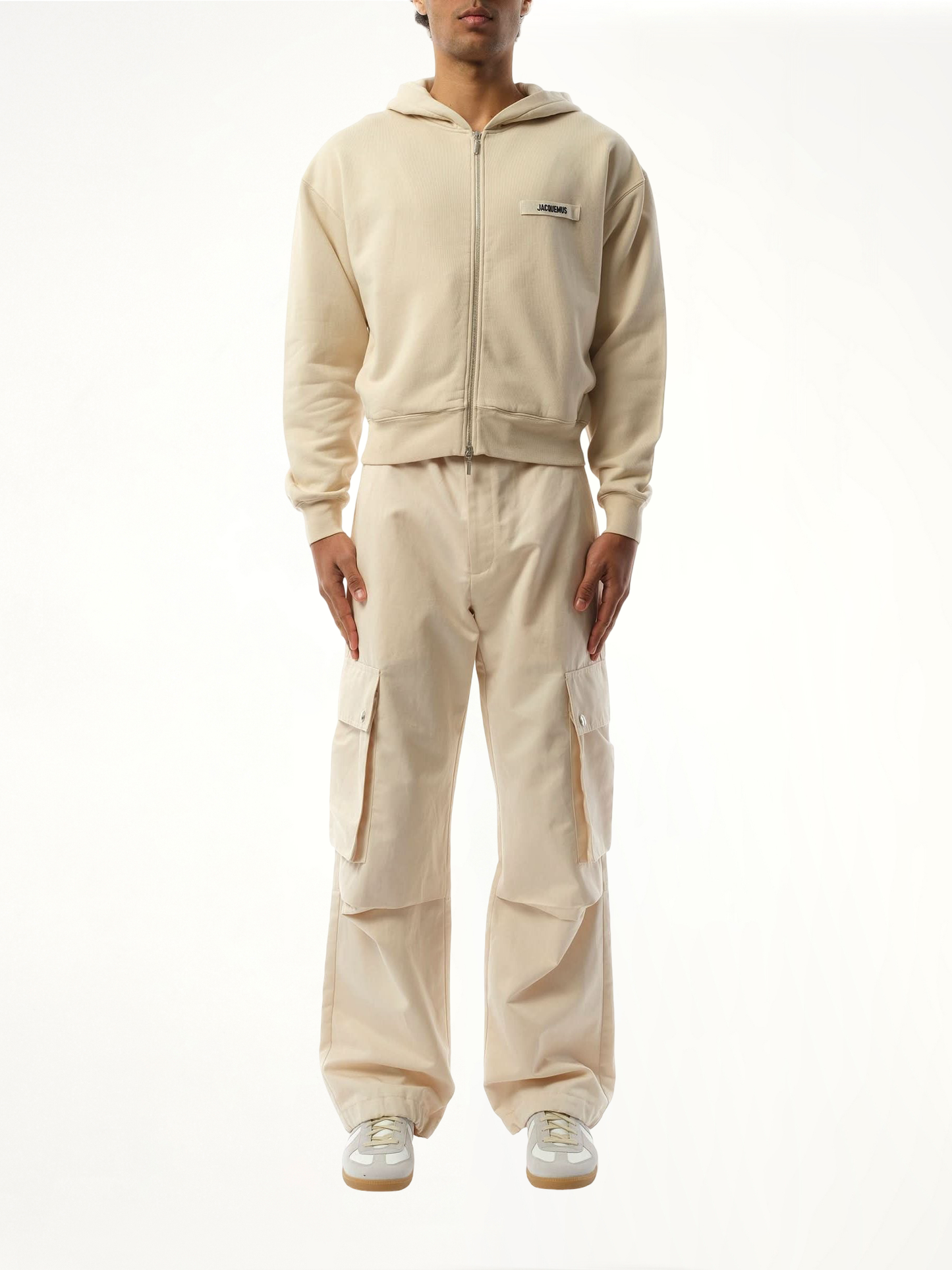 Le Hoodie Zip Gros Grain in Beige
