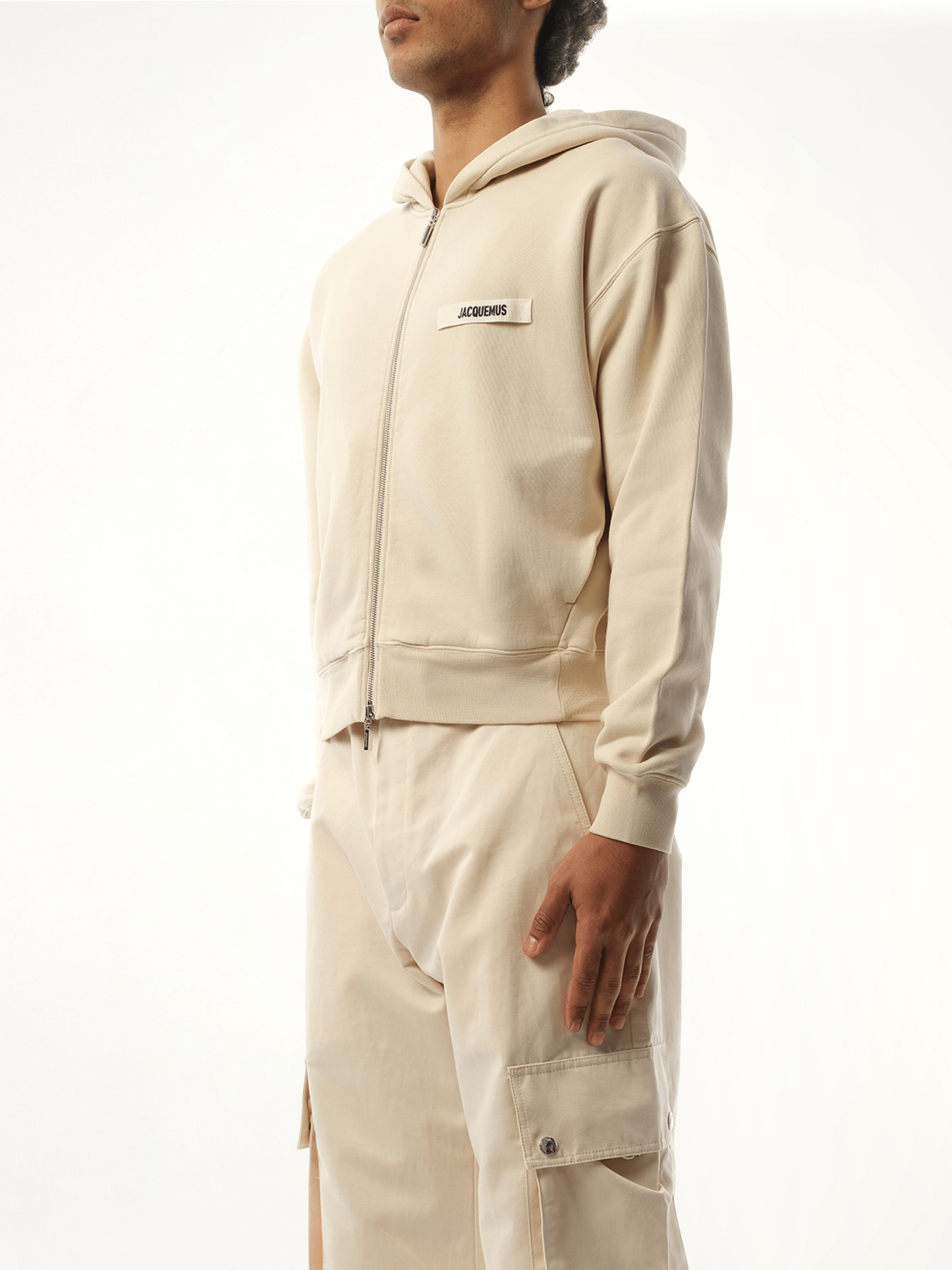 Le Hoodie Zip Gros Grain in Beige