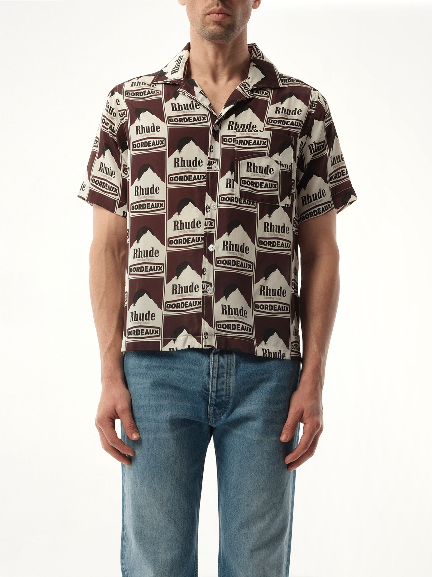 Moonlight Bordeaux Silk Shirt in Maroon/Off White