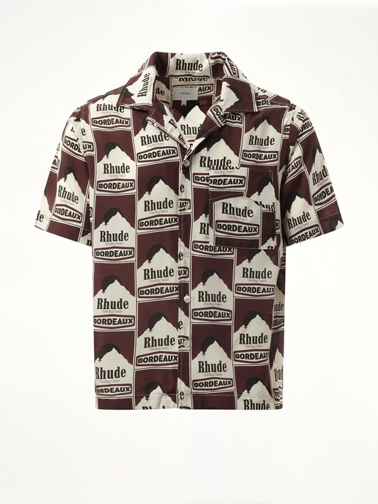 Moonlight Bordeaux Silk Shirt in Maroon/Off White